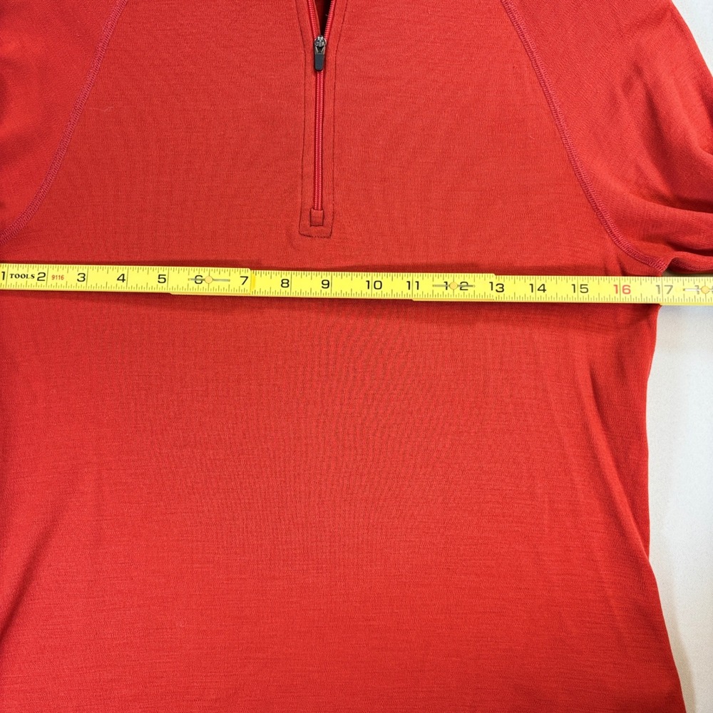 Ibex Womens Large 100% Merino Wool Quarter Zip Red Base Layer Hiking Pullover - Picture 5 of 11